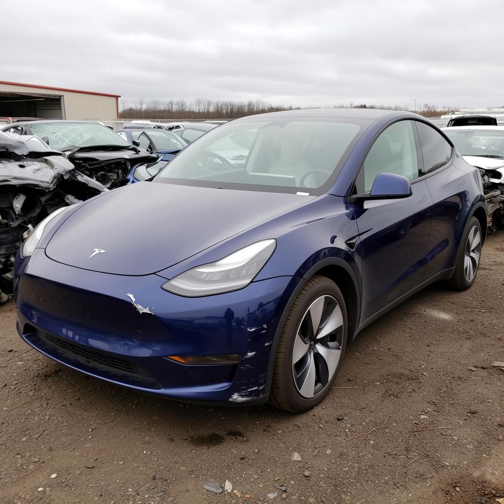 2023 Tesla Model Y with front end damage